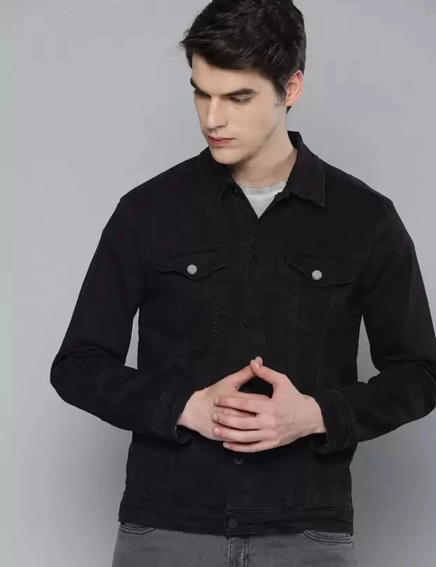 KOTTY Full Sleeve Solid Men Denim Jacket 