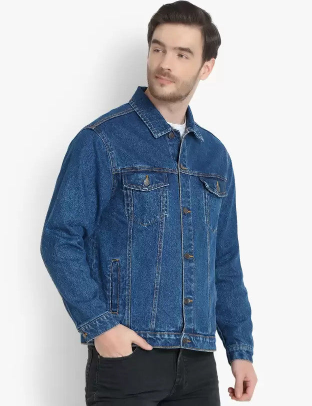KOTTY Full Sleeve Solid Men Denim Jacket 