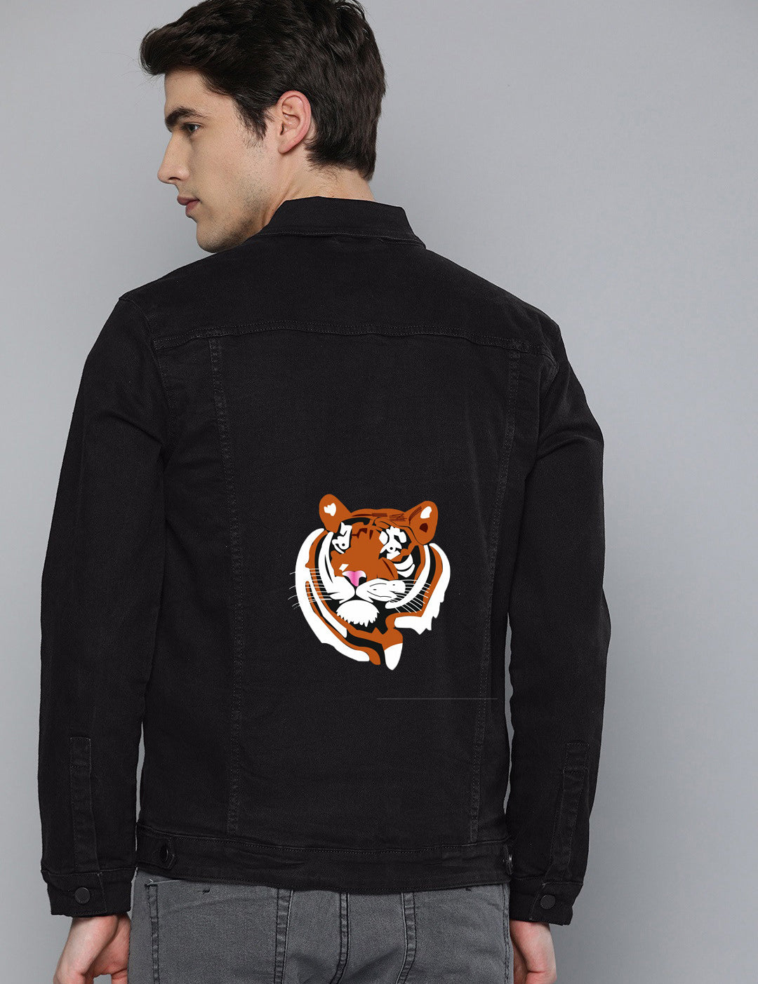 KOTTY Full Sleeve Animal Print Men Denim Jacket 