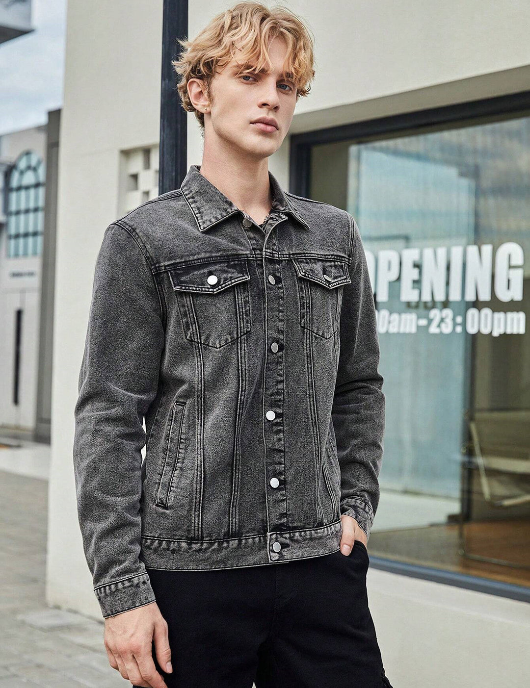 KOTTY Full Sleeve Solid Men Denim Jacket 