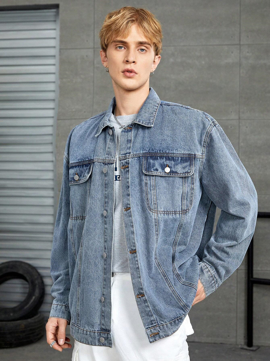 KOTTY Full Sleeve Washed Men Denim Jacket 
