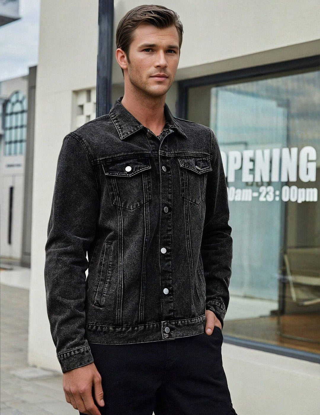 KOTTY Full Sleeve Solid Men Denim Jacket 