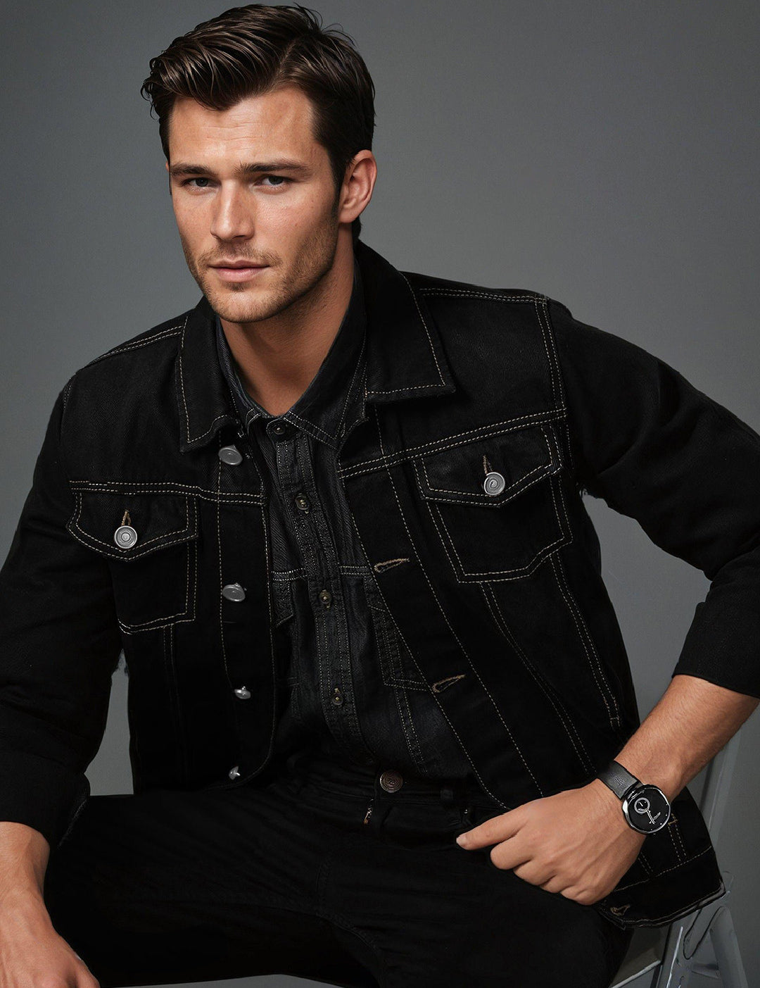 KOTTY Full Sleeve Solid Men Denim Jacket 