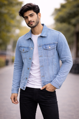 Men's Light Wash Classic Fit Denim Trucker Jacket