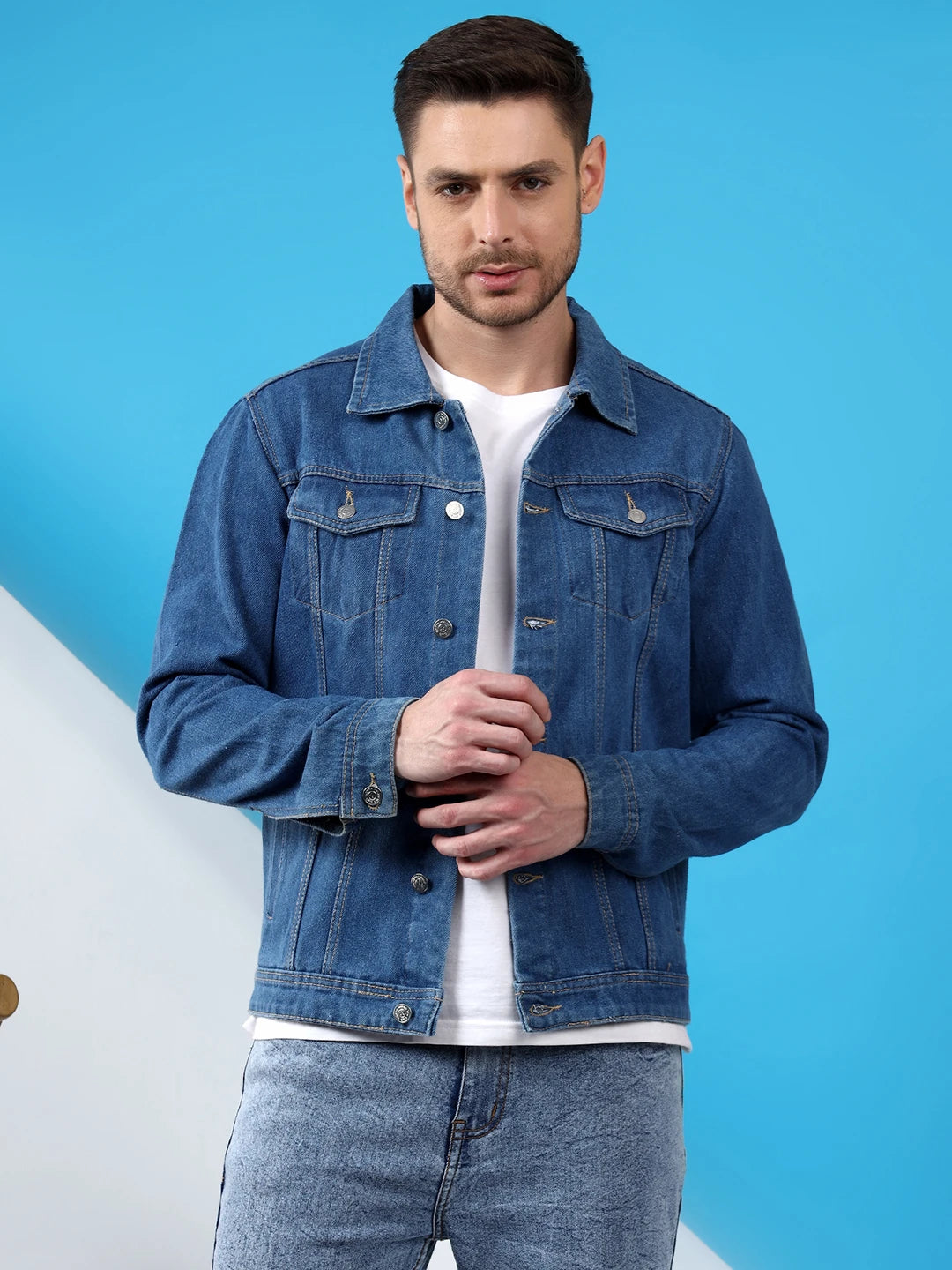 KOTTY Full Sleeve Solid Men Denim Jacket 