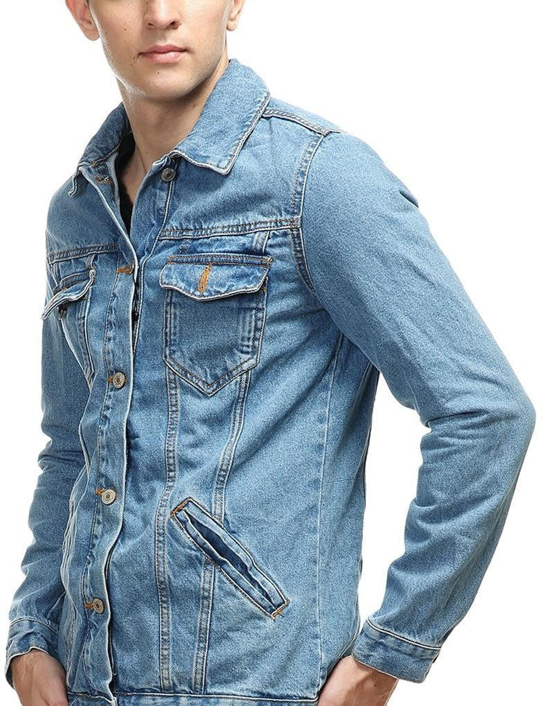 KOTTY Full Sleeve Solid Men Denim Jacket 