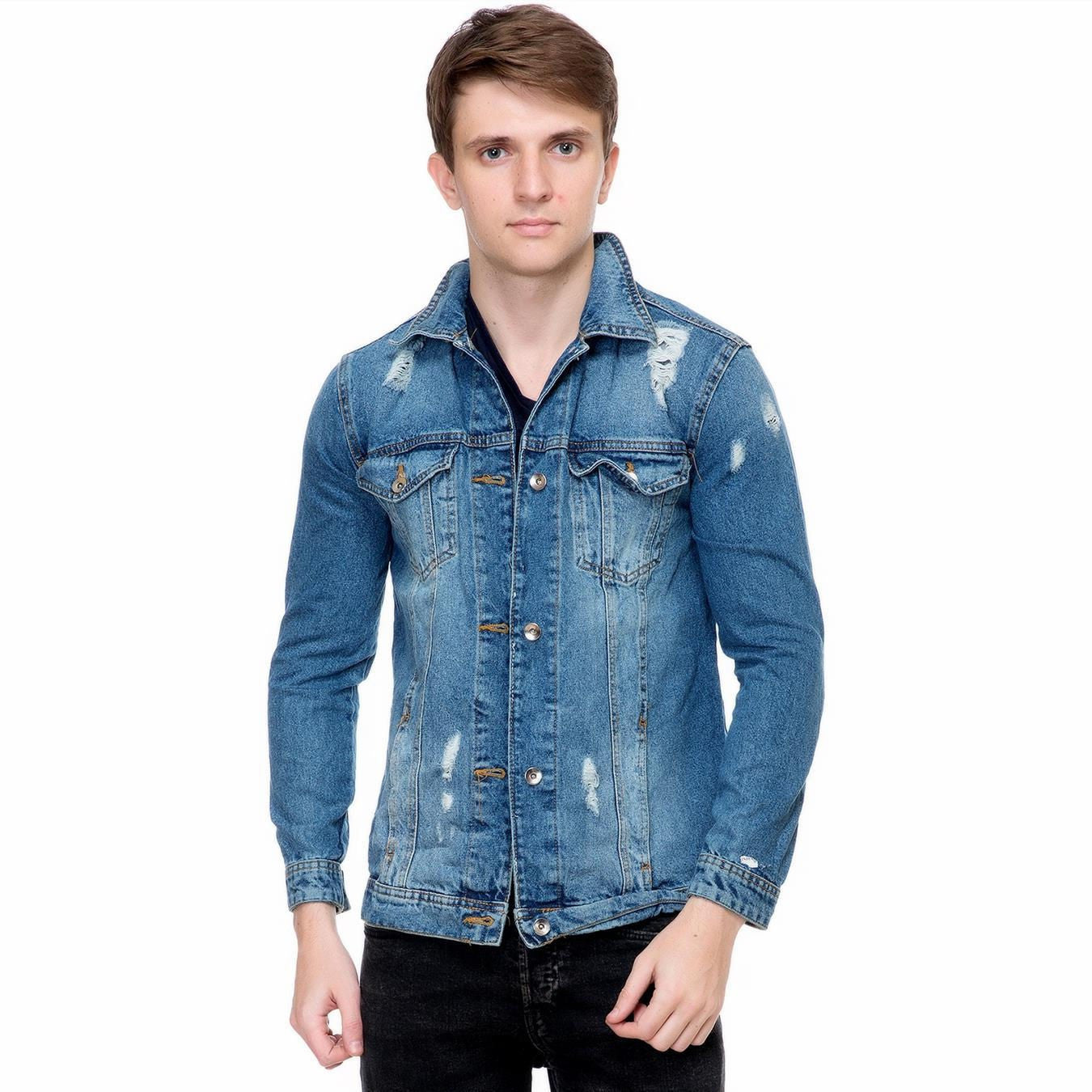KOTTY Full Sleeve Self Design Men Denim Jacket 