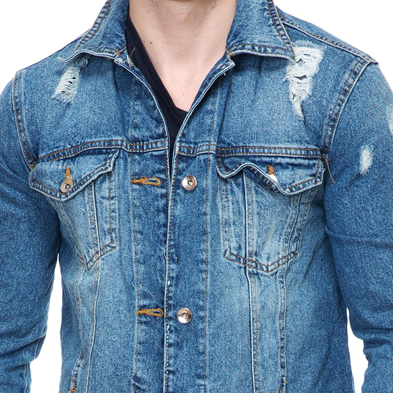 KOTTY Full Sleeve Self Design Men Denim Jacket 