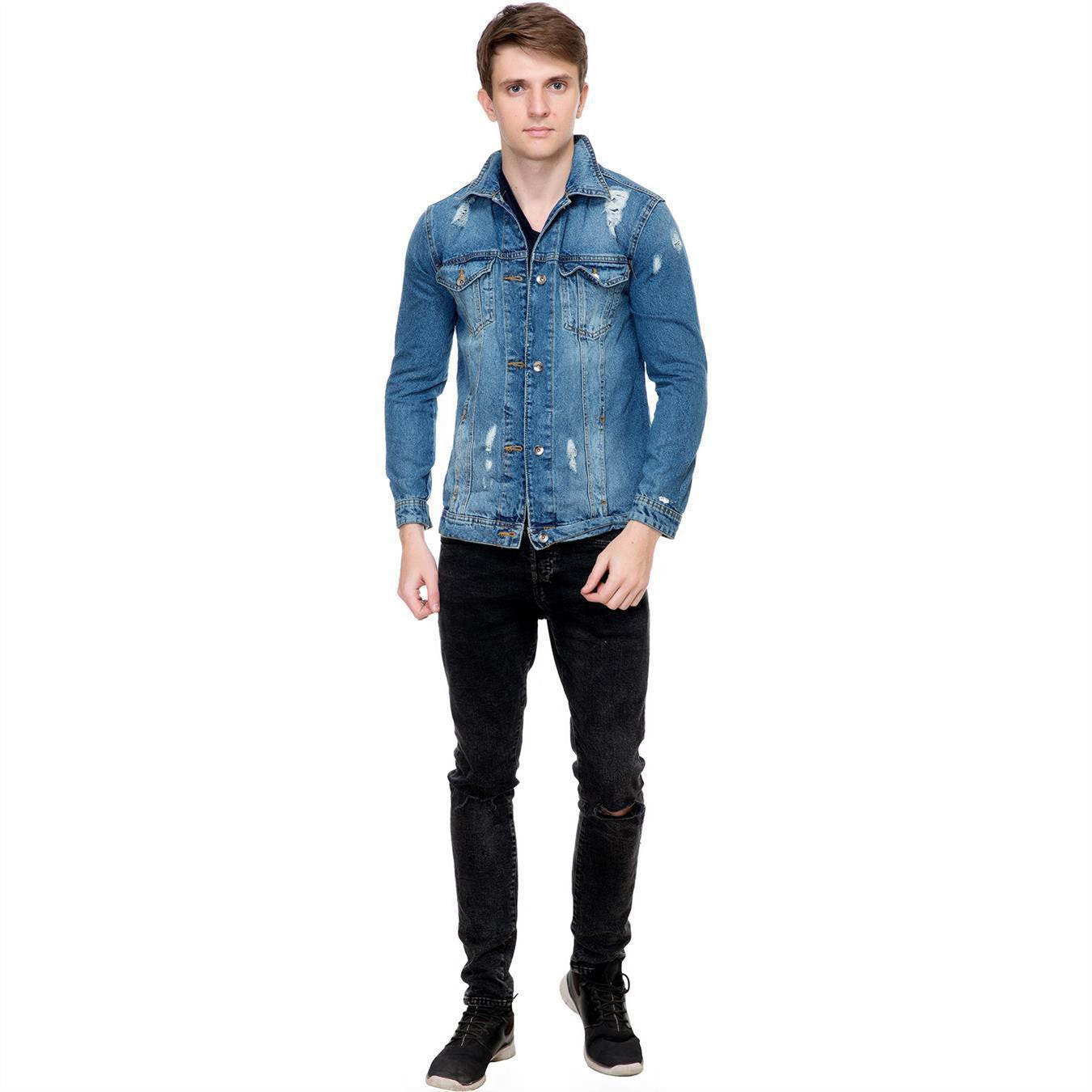 KOTTY Full Sleeve Self Design Men Denim Jacket 