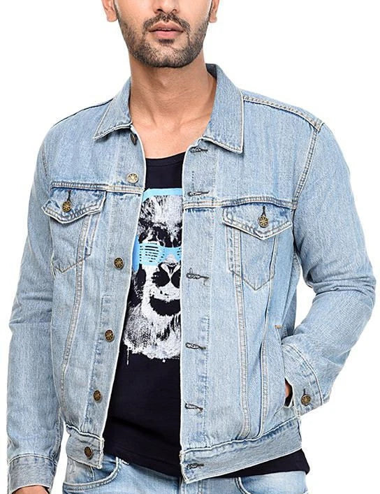 KOTTY Full Sleeve Solid Men Denim Jacket 
