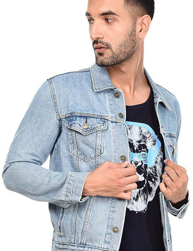 KOTTY Full Sleeve Solid Men Denim Jacket 