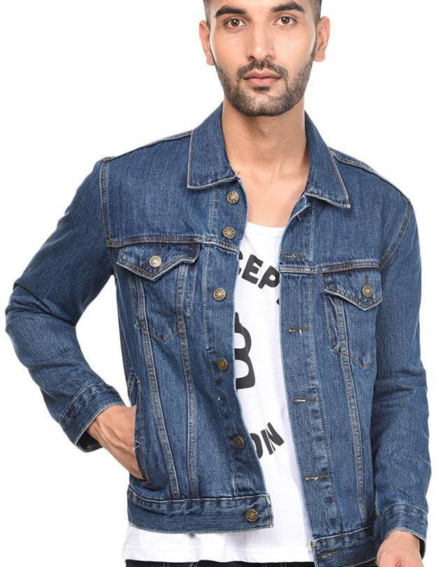 KOTTY Full Sleeve Solid Men Denim Jacket 