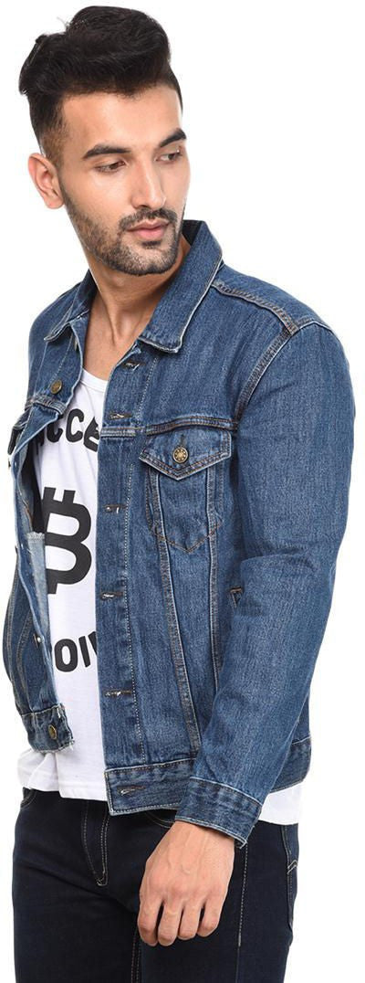 KOTTY Full Sleeve Solid Men Denim Jacket 