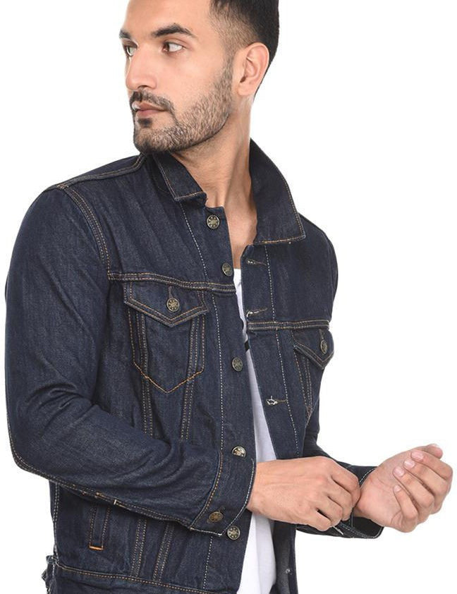 KOTTY Full Sleeve Solid Men Denim Jacket 