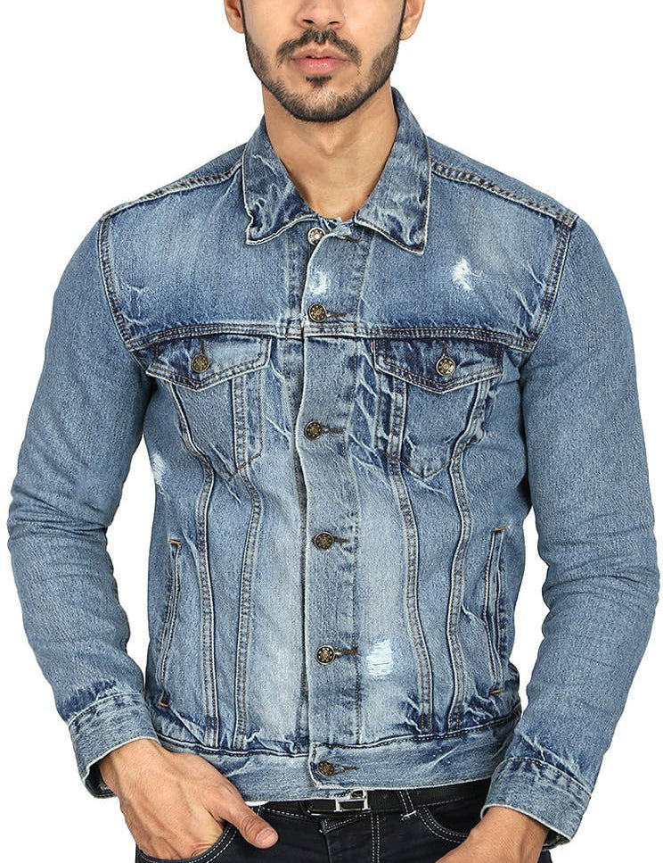 KOTTY Full Sleeve Solid Men Denim Jacket 