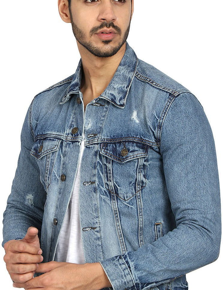 KOTTY Full Sleeve Solid Men Denim Jacket 