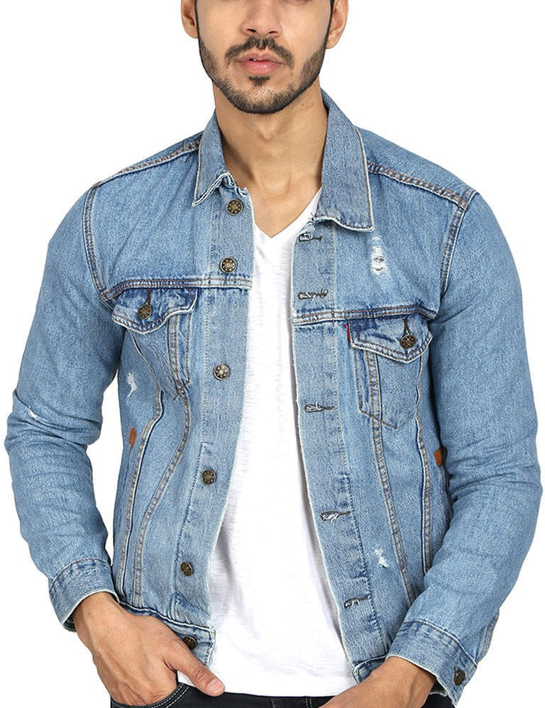 KOTTY Full Sleeve Solid Men Denim Jacket 