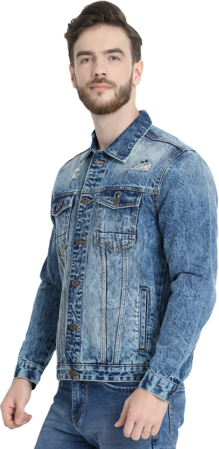 KOTTY Full Sleeve Washed Men Denim Jacket 