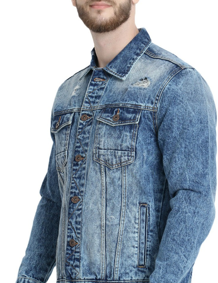 KOTTY Full Sleeve Washed Men Denim Jacket 