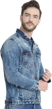 KOTTY Full Sleeve Washed Men Denim Jacket 