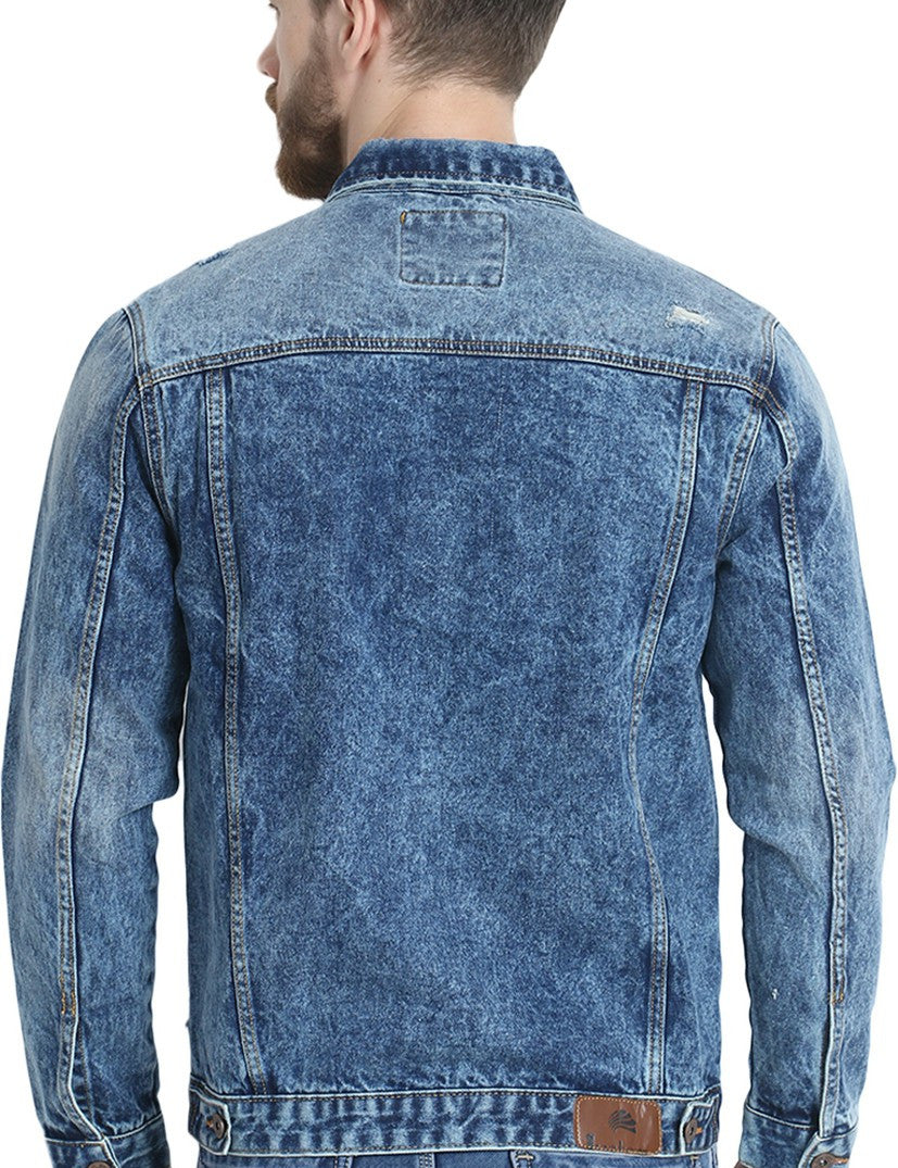 KOTTY Full Sleeve Washed Men Denim Jacket 
