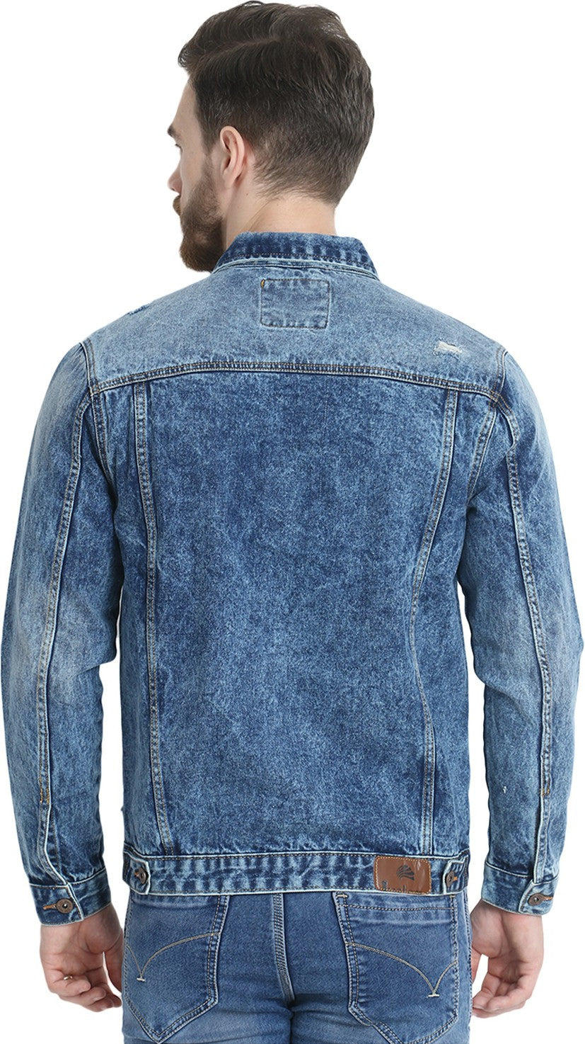KOTTY Full Sleeve Washed Men Denim Jacket 