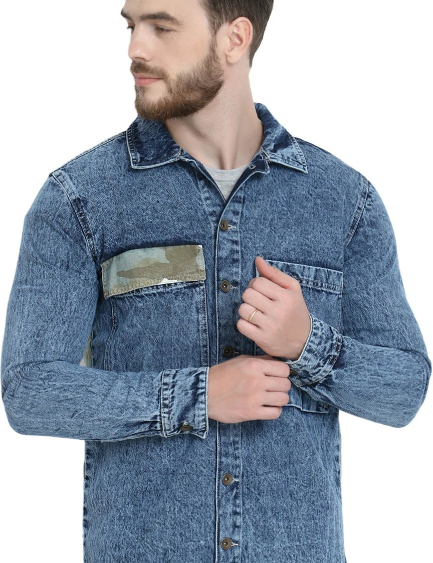 KOTTY Full Sleeve Washed Men Denim Jacket 