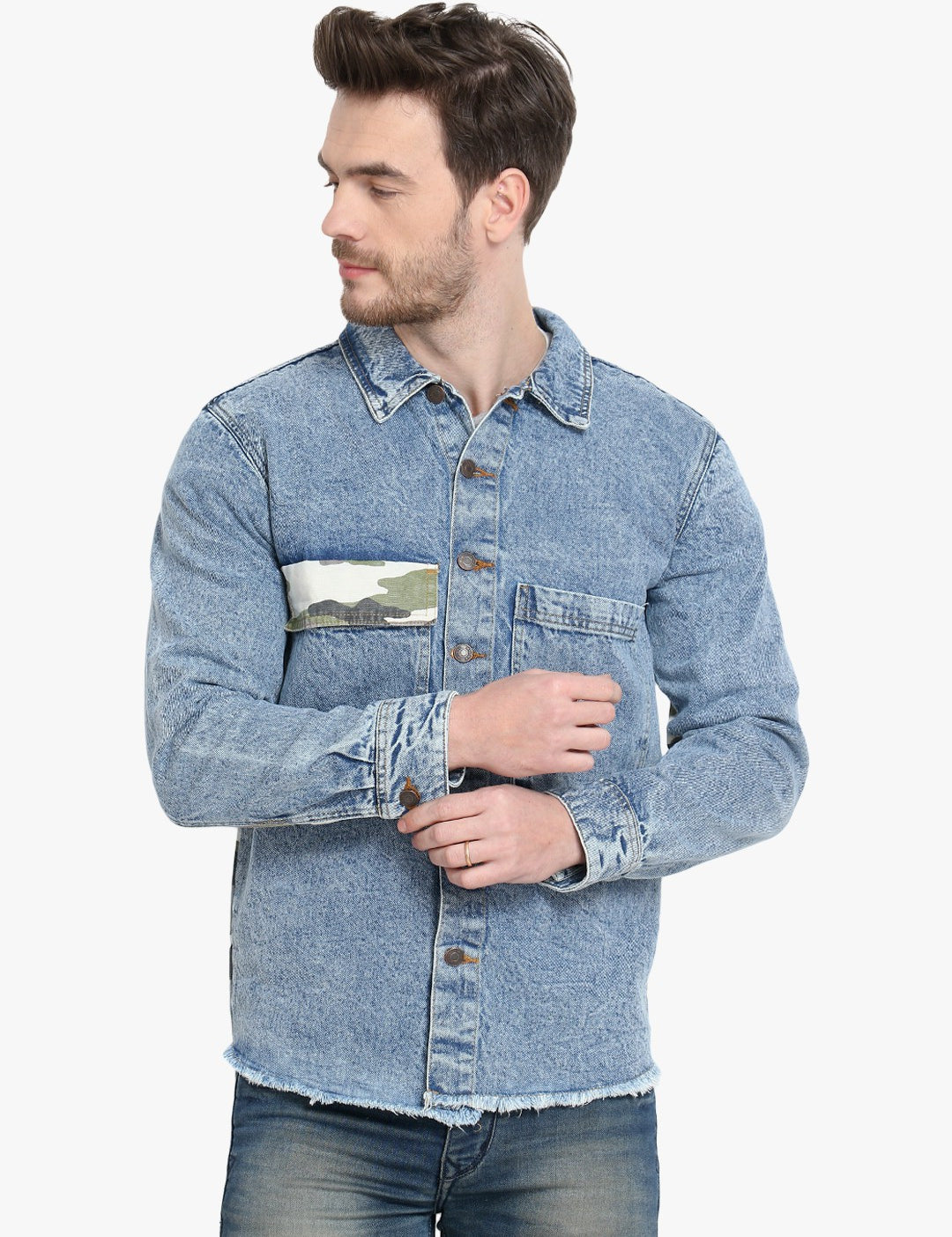 KOTTY Full Sleeve Washed, Printed Men Denim Jacket 