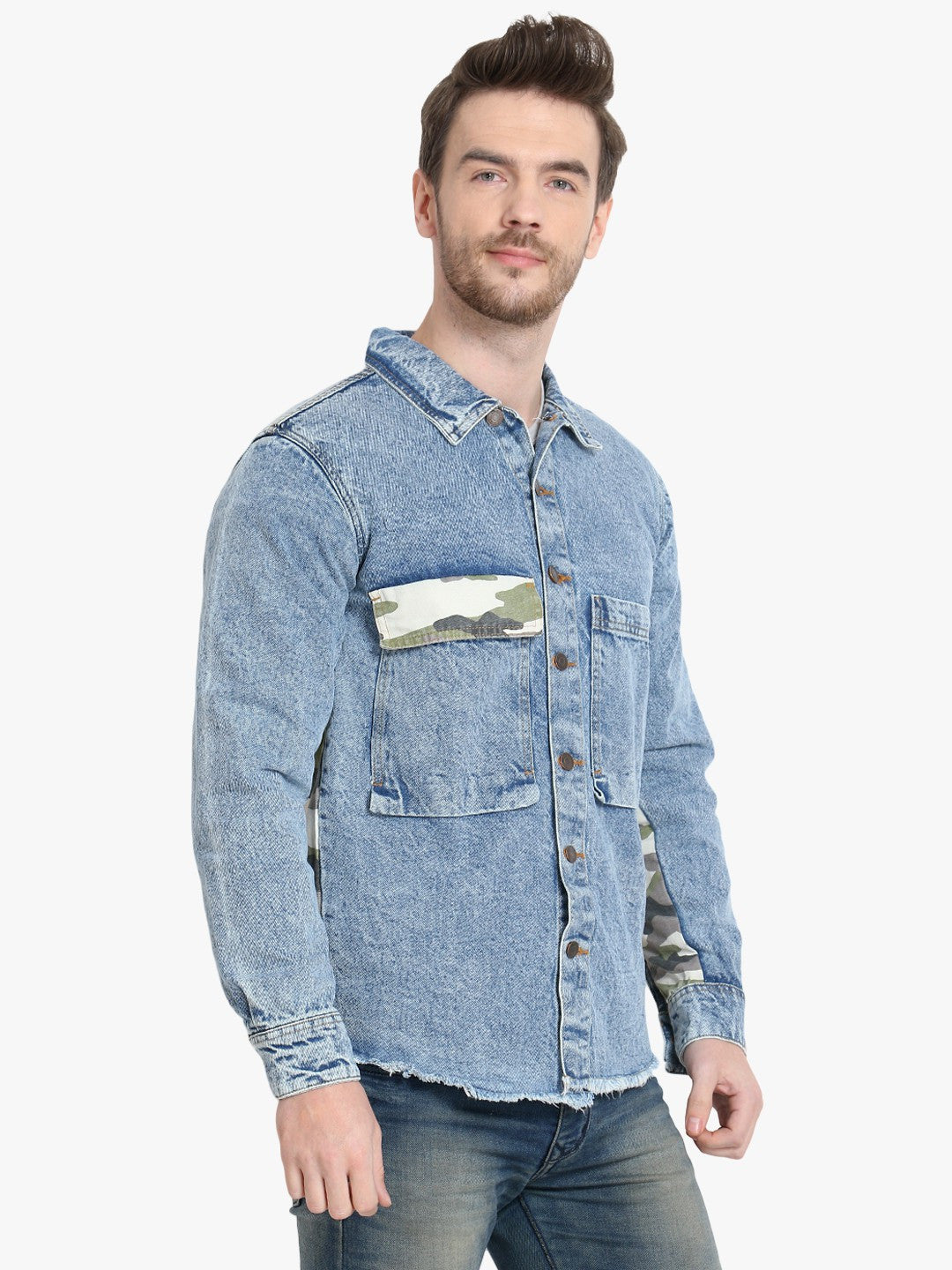 KOTTY Full Sleeve Washed, Printed Men Denim Jacket 