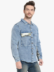 KOTTY Full Sleeve Washed, Printed Men Denim Jacket 