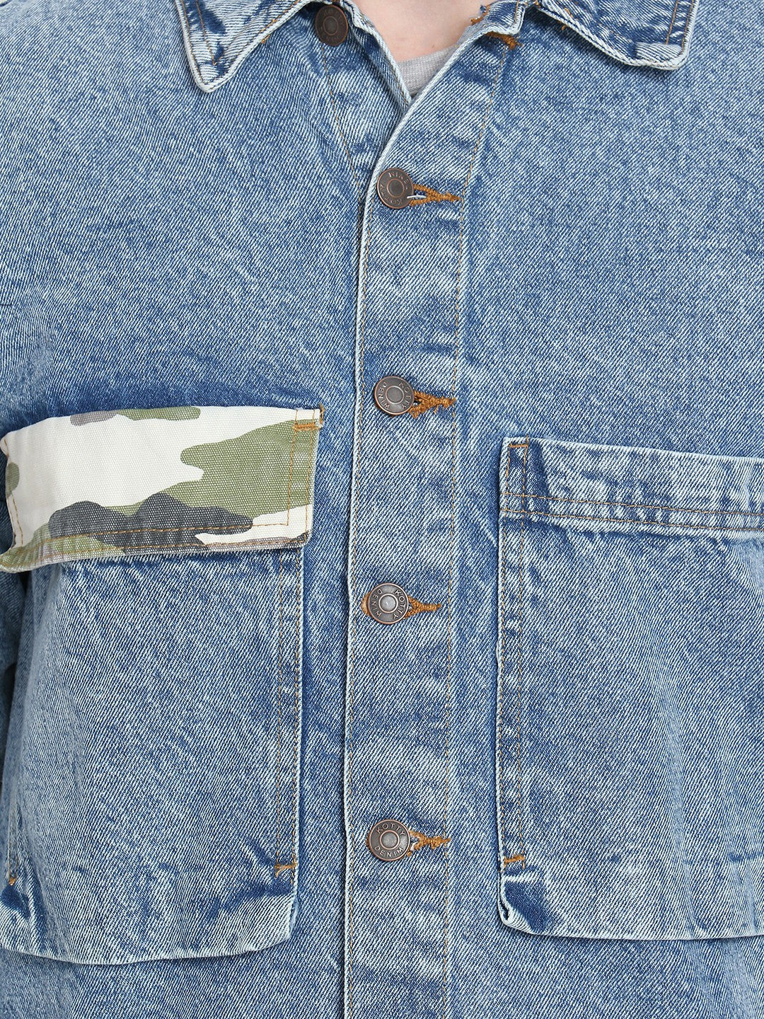 KOTTY Full Sleeve Washed, Printed Men Denim Jacket 