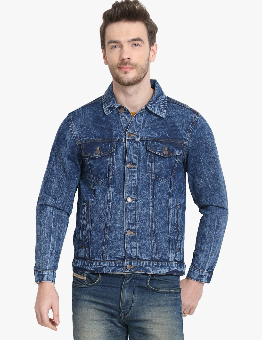 KOTTY Full Sleeve Printed Men Denim Jacket 