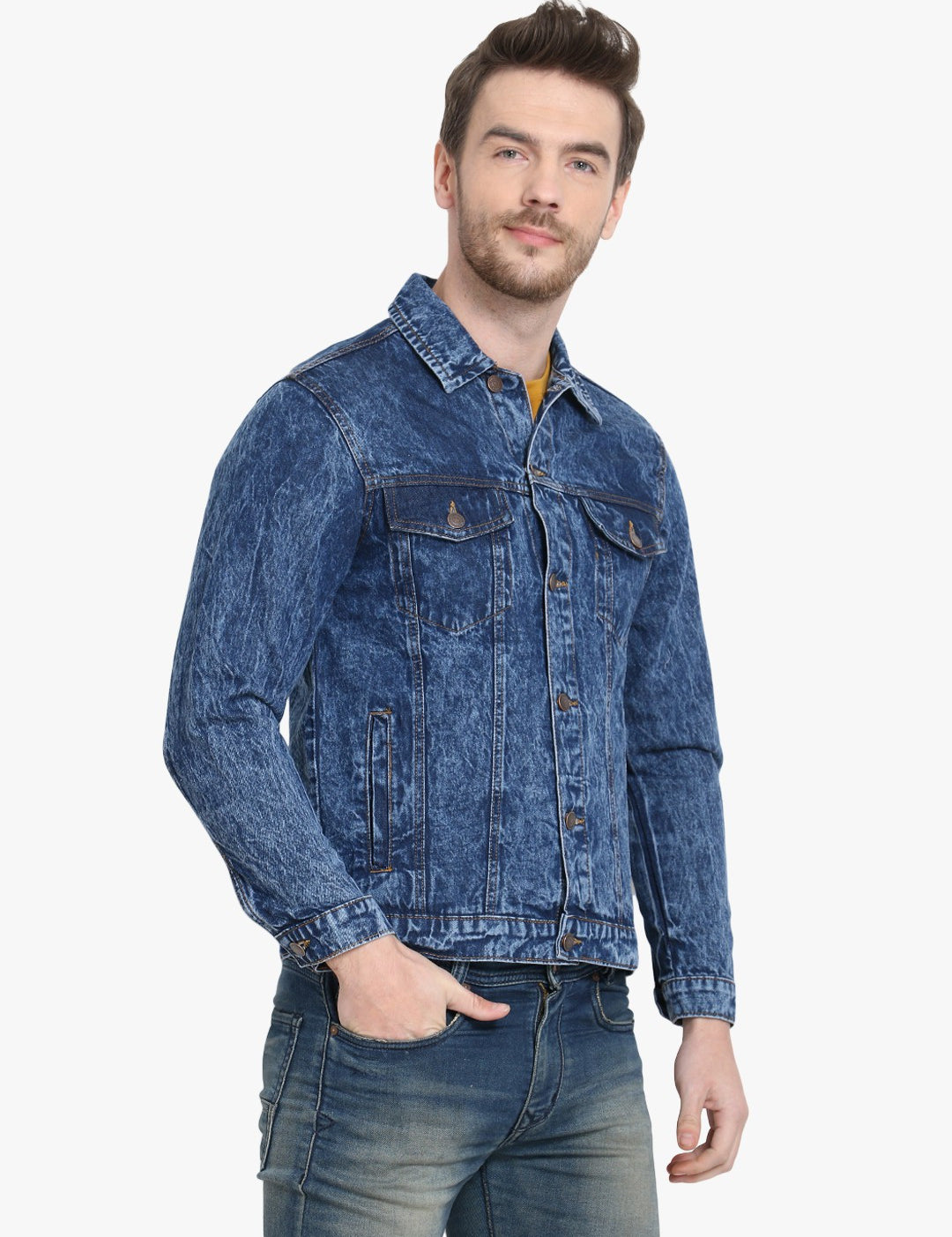KOTTY Full Sleeve Printed Men Denim Jacket 