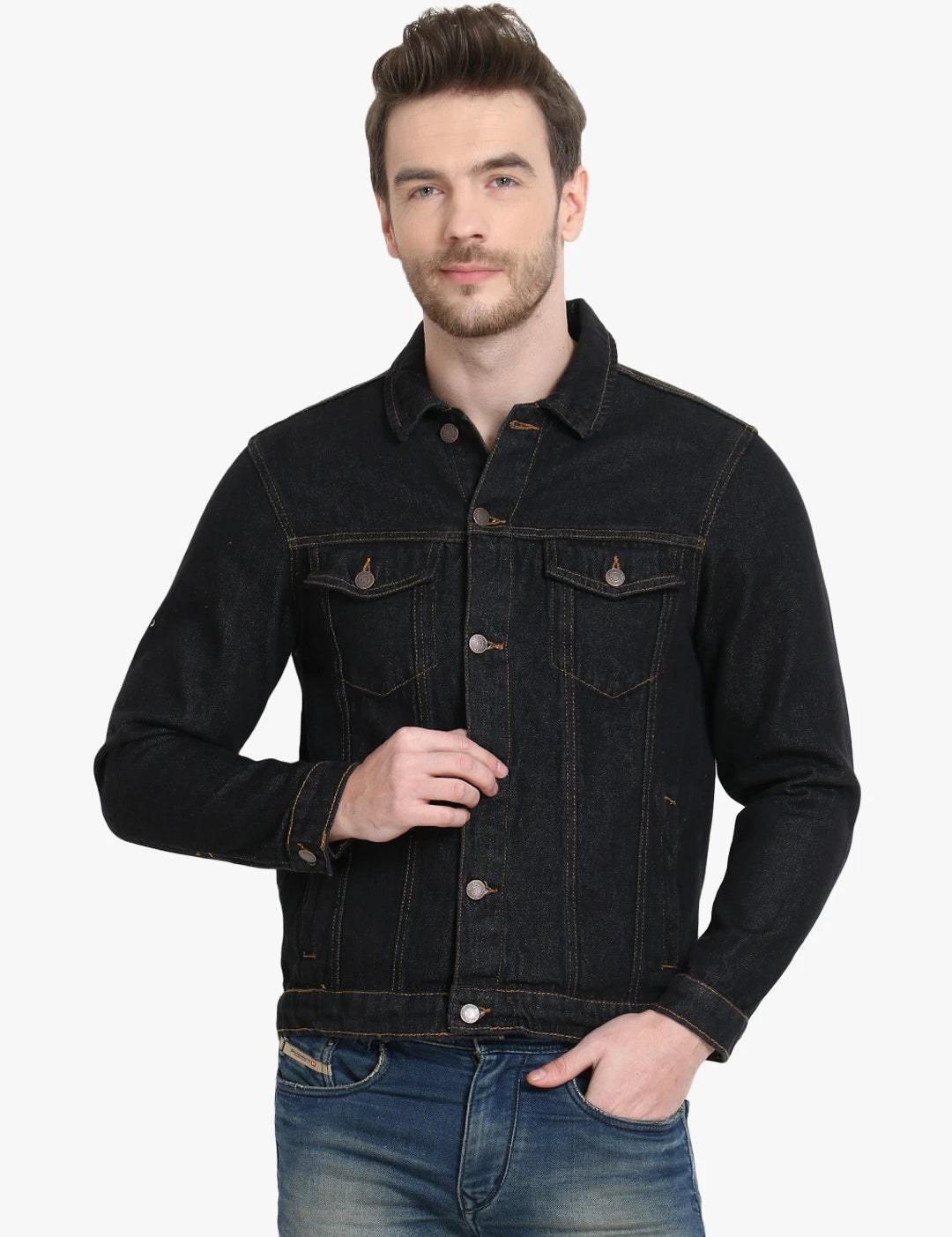 KOTTY Full Sleeve Solid Men Denim Jacket 