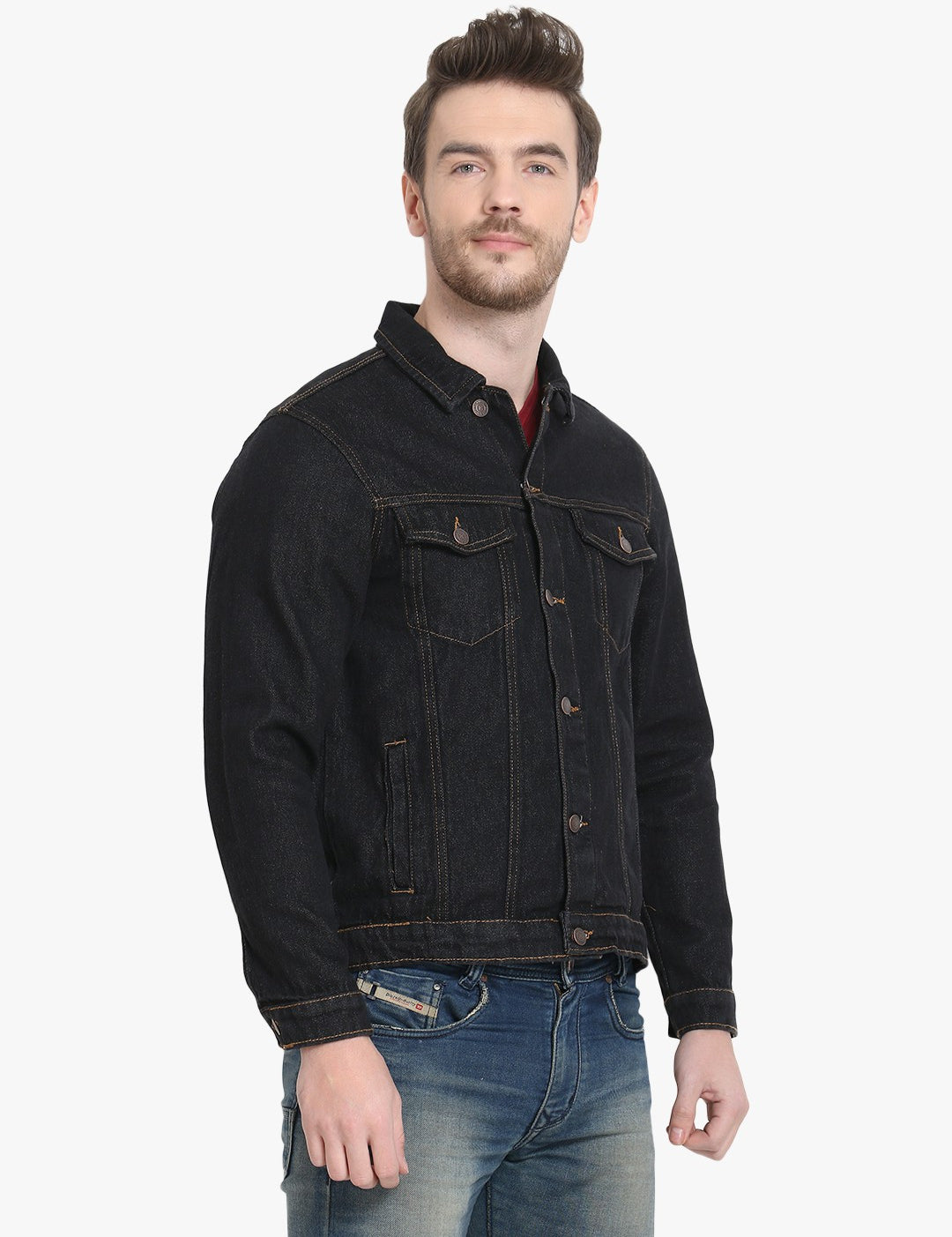 KOTTY Full Sleeve Solid Men Denim Jacket 