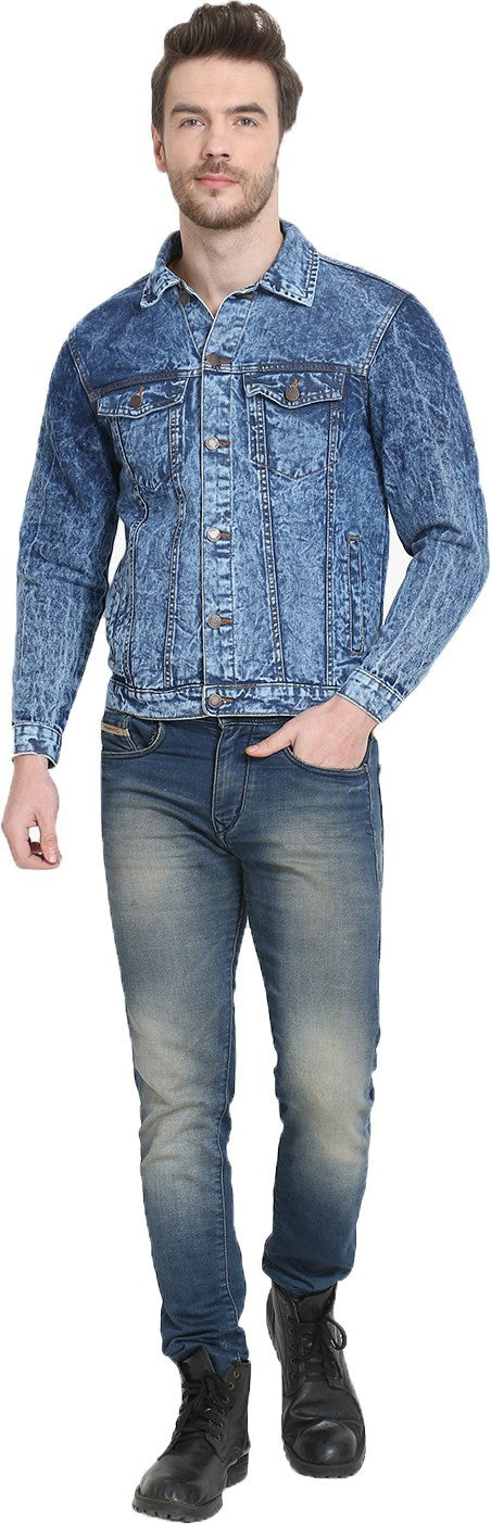 KOTTY Full Sleeve Solid Men Denim Jacket 