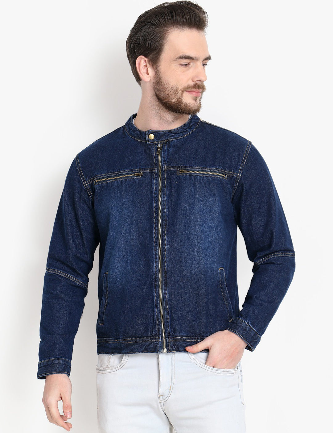 KOTTY Full Sleeve Washed Men Denim Jacket 