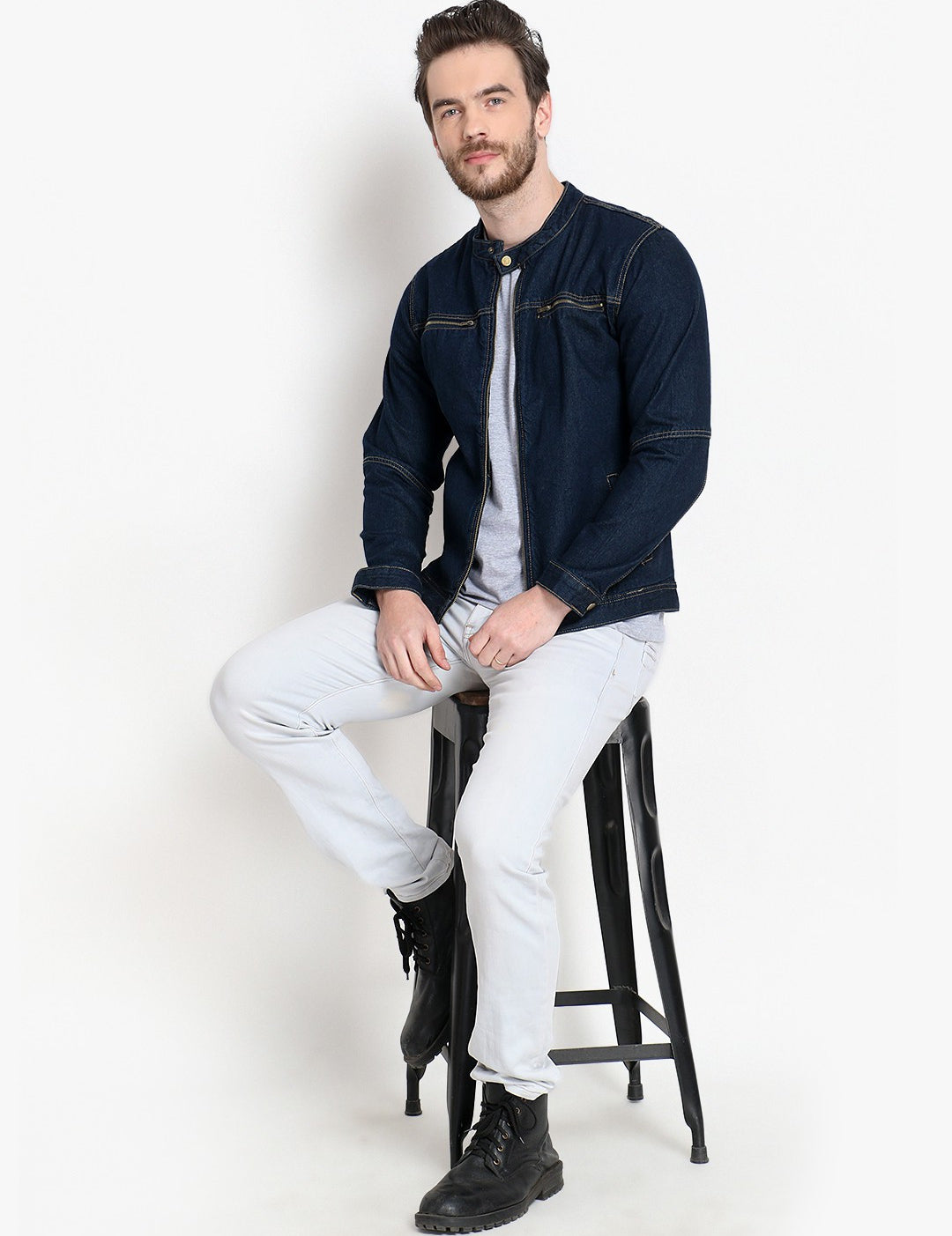 KOTTY Full Sleeve Washed Men Denim Jacket 
