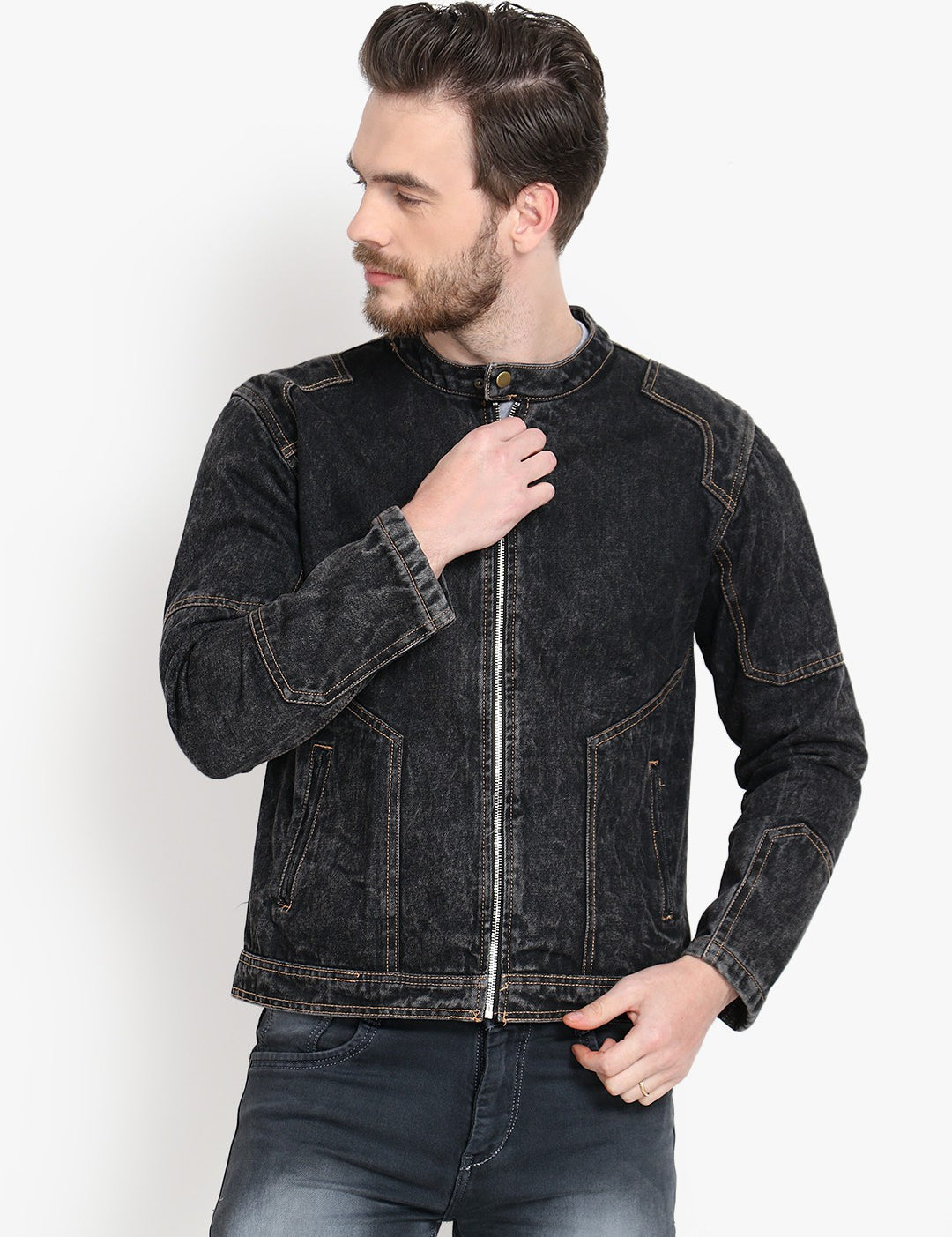 KOTTY Full Sleeve Washed Men Denim Jacket 