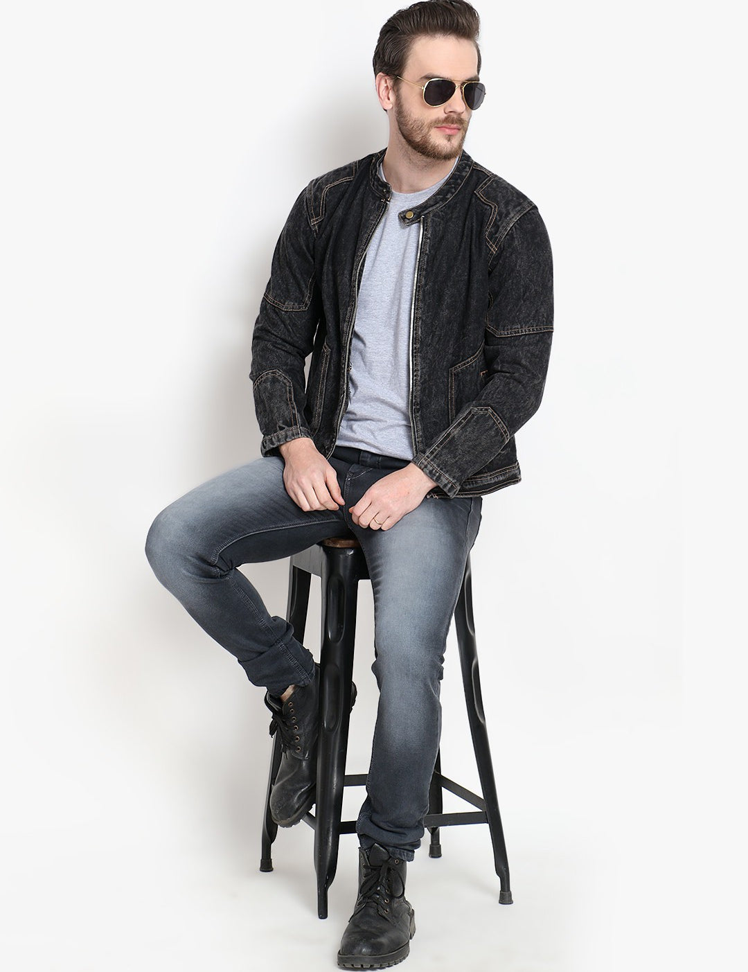 KOTTY Full Sleeve Washed Men Denim Jacket 