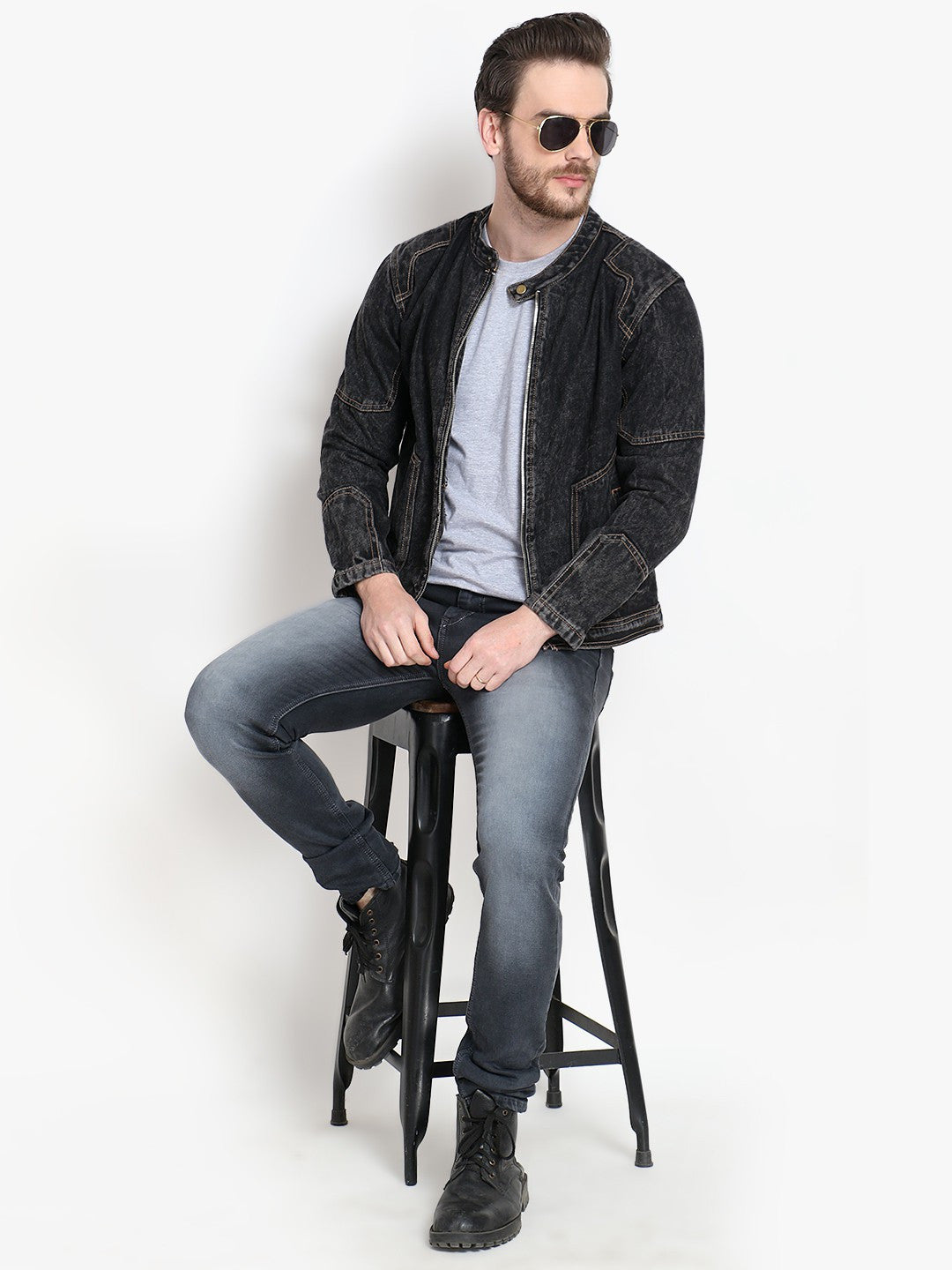 KOTTY Full Sleeve Washed Men Denim Jacket 
