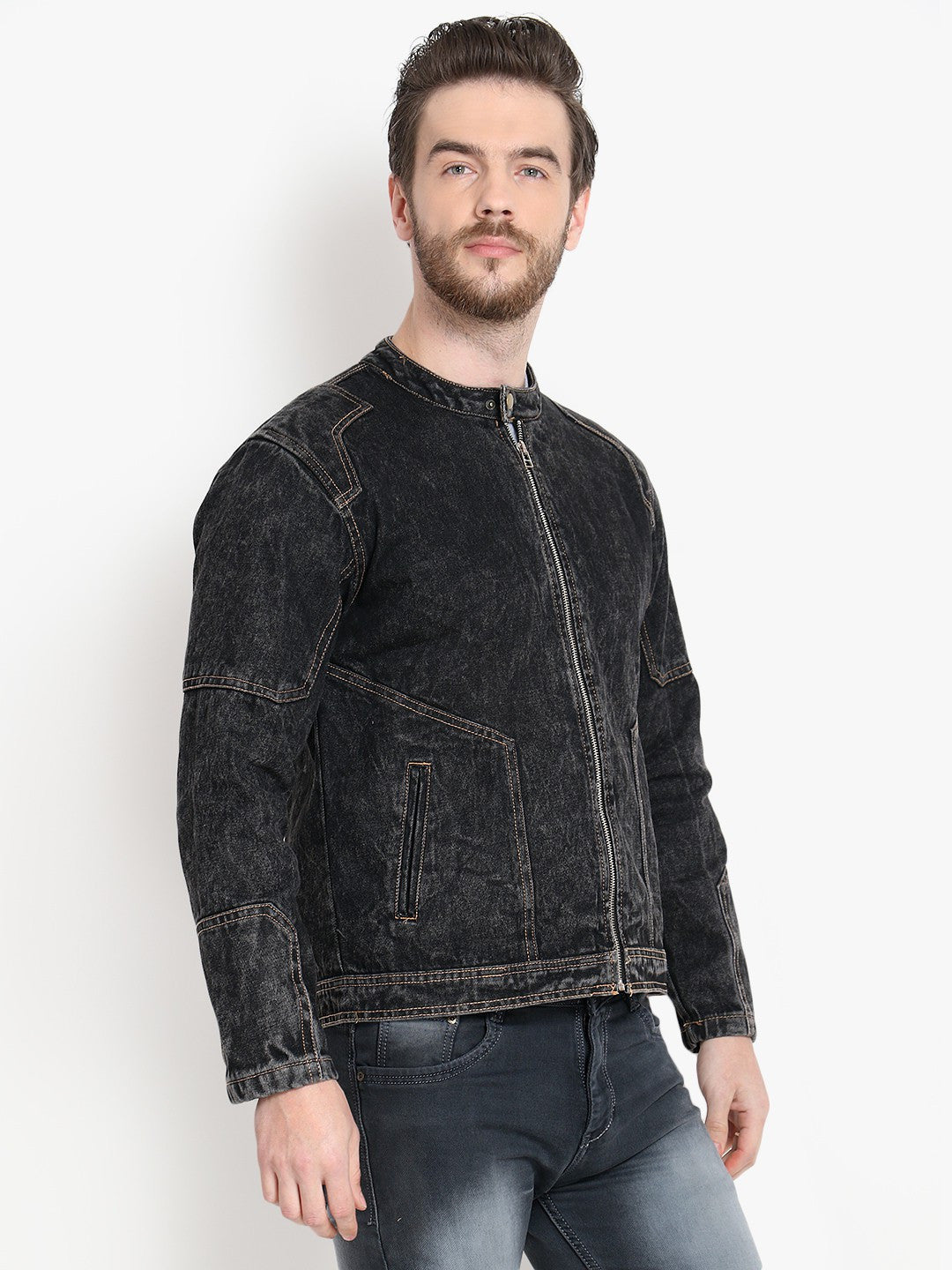 KOTTY Full Sleeve Washed Men Denim Jacket 
