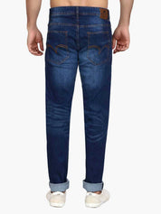 KOTTY Men's Solid Konkikyo Blue Button Slim Fit Jeans