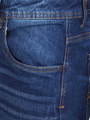 KOTTY Men's Solid Konkikyo Blue Button Slim Fit Jeans