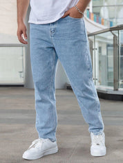 Men's Stylish Light Blue Relaxed Fit Denim Jeans