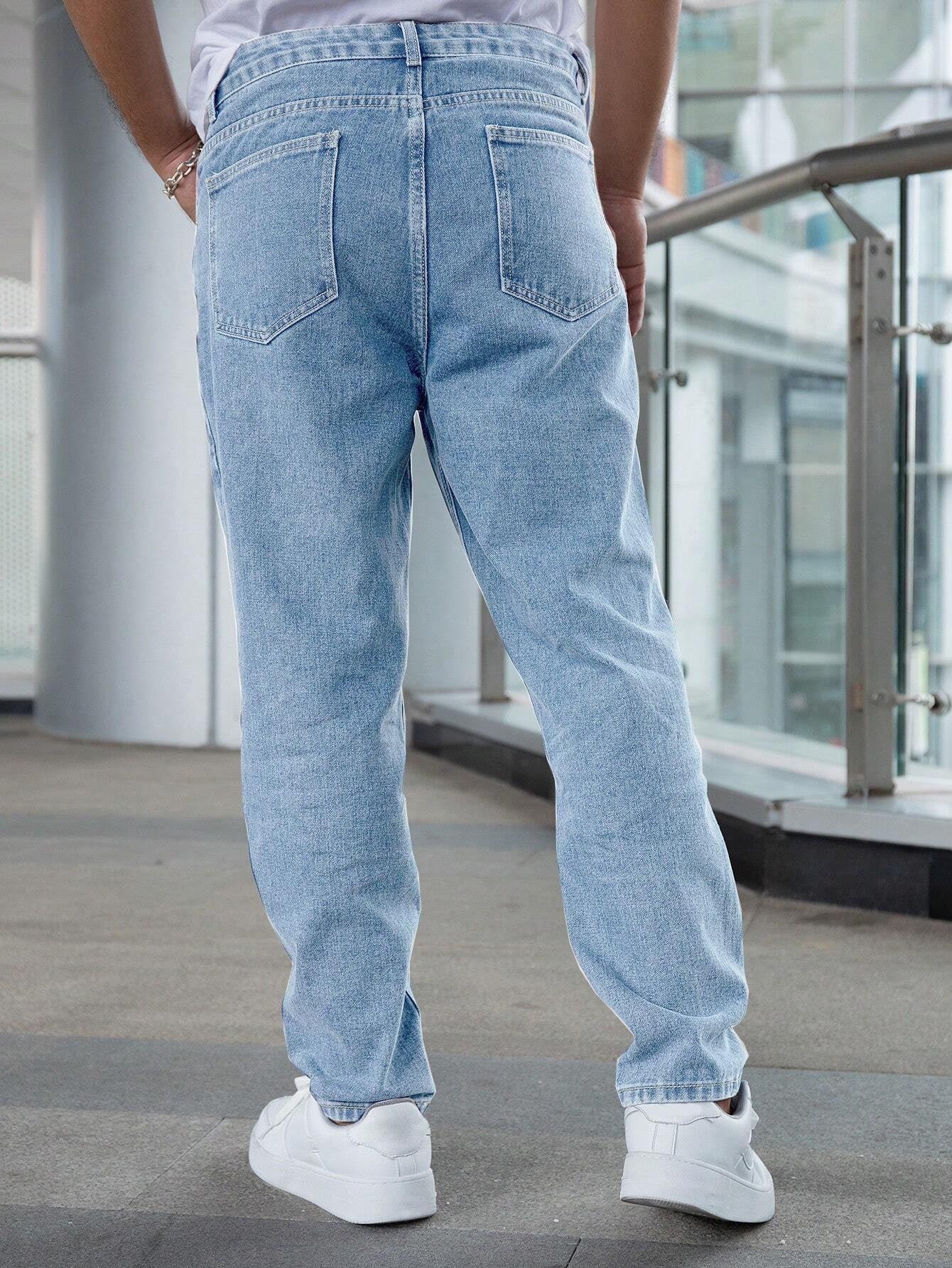 KOTTY Men's Solid Modern Shadow Blue Regular Jeans