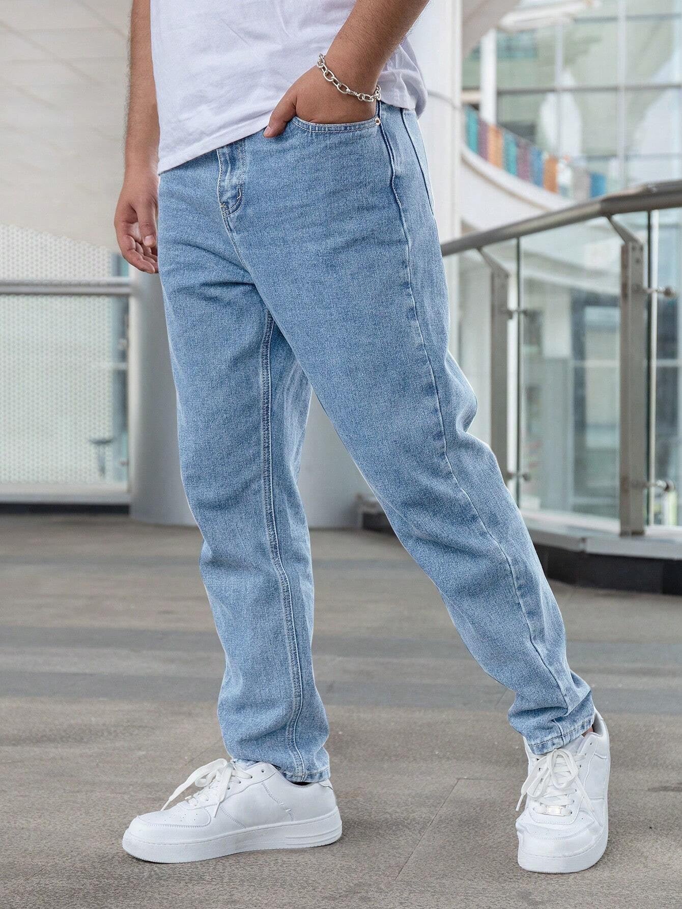 KOTTY Men's Solid Modern Shadow Blue Regular Jeans