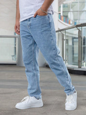 KOTTY Men's Solid Modern Shadow Blue Regular Jeans