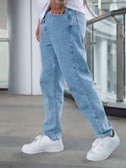 Men's Stylish Light Blue Relaxed Fit Denim Jeans