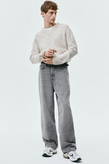 Men’s Grey Washed Wide Leg Jeans